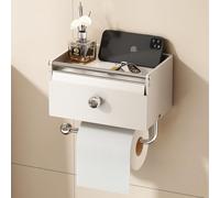 VOLDRA Porta Rollos De Papel Higienico Adhesivo, Soporte Papel Higienico Toilet Paper Holder Papel Portarrollos Baño Colgador Papel Higienico para El Cuarto De Baño Diseño con Volteo Frontal (Blanco)