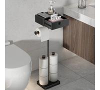 VOLDRA Portarrollos Papel Higienico De Pie, Soporte Papel Higienico con Cajones Toilet Paper Holder Portarrollos Baño No Perforación Tiene Capacidad para hasta Siete Rollos De Papel Higiénico(Negro)