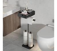 VOLDRA Portarrollos Papel Higienico De Pie, Soporte Papel Higienico con Cajones Toilet Paper Holder Portarrollos Baño No Perforación Tiene Capacidad para hasta Siete Rollos De Papel Higiénico(Negro)