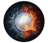 Voleibol-Fuego-Agua-Deportes-acción-dinámica 1000 Piezas Puzzle para Adultos Y Niños Rompecabezas Redondo Presión Reducida Juguetes Familiar Puzzle Difícil 1000pcs (67.5x67.5cm)