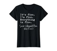 Voleibol Mamá Está Bien Estoy Bien Orgullosa Senior Mamá 2027 Divertido Camiseta gráfica económica, Mujer, Negro, S