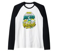 Voleibol Mamá y Voleibol Papá Mi Niño Tiene Voleibol Camiseta Manga Raglan
