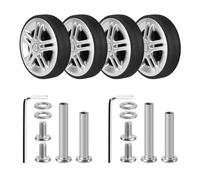 Volein 4 ruedas dobles de repuesto para maleta, ruedas de equipaje resistentes al desgaste de 50 mm con rodamientos, kit de ruedas de repuesto para neumáticos de maleta desgastados (plata-V12)