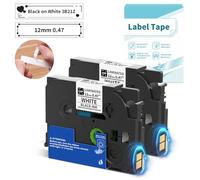 VolenGo Cinta de impresión de etiquetas compatible con Brother TZe231 TZ-231 para PT-D400/H105/1010/1000/1280, cinta de etiquetas de 12 mm, color negro sobre blanco