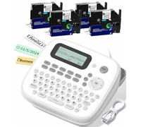 VolenGo D210s - Máquina etiquetadora con 4 cintas de 12 mm 0.47 laminado blanco, etiquetadora sin tinta D210s para nombre/guardería/etiquetas de archivos, regalos para profesores, suministros de