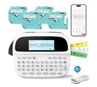VolenGo Paquete de etiquetadora M950, máquina etiquetadora retroiluminada recargable con 4 cintas, máquina de etiquetado Bluetooth portátil, impresora de etiquetas portátil para organización de