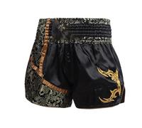 Volere è potere Pantalones cortos de boxeo, senderismo, kickboxing, muay thai, gimnasio, boxeo, para hombres y mujeres, pantalones cortos de lujo para artes marciales mixtas, Negro y dorado., M