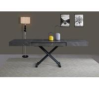 VOLERO' ; Mesa Convertible en Mesa de Centro. Arriba y Abajo, Mesa Extensible. Modelo ACHILLE Large. (Gris hormigón, Estructura Color Gris Arenado)