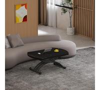 VOLERO', Mesa convertible para ahorrar espacio, modelo Agamenón, mecanismo de elevación con regulación milimétrica de la altura, color negro veteado