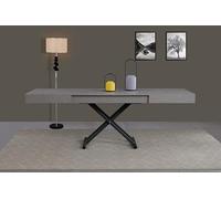 VOLERO' ; Mesa transformable de Ahorro de Espacio, Modelo Achille Large, Mecanismo Elevador con Ajuste milimétrico de Altura. (Gris Cemento Claro)