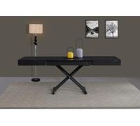 VOLERO' ; Mesa transformable de Ahorro de Espacio, Modelo Achille Large, Mecanismo Elevador con Ajuste milimétrico de Altura. (Negro veteado)