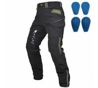 VOLERO®Pantalón Moto Hombre Homologado con Protecciones CE Honeycomb - Ajustables y Fijables, 97% Algodón Elástico, Urbano 4 Estaciones, Ligeramente Impermeable y Reflectante (Negro,L)