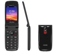 VOLFEN ASTRO FLIP - Teléfono móvil de Tapa para Mayores, Botones y Teclas Grandes, fácil de Usar, botón SOS, USB-C, Color Negro