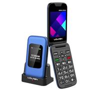 Volfen Orion Dual - Teléfono móvil de Tapa para Personas Mayores de Doble Pantalla, Botones y Teclas Grandes, fácil de Usar, USB-C, 3 memorias directas, Base de Carga (Azul)