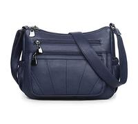 VOLGANIK ROCK Bolso cruzado para mujer, bolso de hombro de piel sintética suave, bolso mediano espacioso a la moda, bolso de mano superior con asa, Azul oscuro
