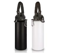 Volhoply 1200ml Botellas Agua Acero Inoxidable con Asa de Paracord 2 paquetes,Botella de Deporte Aislada, Termo de Agua de Metal de Doble Pared con Boca Ancha para Escuela,Deporte, Ciclismo(Mix,2 Set)