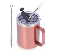 Volhoply Taza aislante hermética para café con tapa deslizante y de pajita, taza térmica de viaje de acero inoxidable con asa, tazas de camping reutilizables mantienen el frío/calor