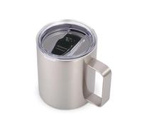 Volhoply Taza de café de acero inoxidable aislada de 14 onzas con tapa a prueba de fugas, taza de café de viaje al vacío de doble pared con asa, vaso de metal reutilizable, tazas de camping que