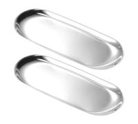 Volhuluk 2 bandejas de plata para platos y portaobjetos - de acero inoxidable, ovalada, brillante, para café, joyas, velas
