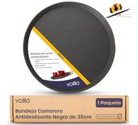 volila Bandeja Redonda para Servir Comida - Caja de 1 Pieza (35 cm) - Bendeja Camarero Antideslizante con Superficie de Goma - Ideal para Bares, Restaurantes, y Fiestas