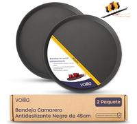 volila Bandeja Redonda para Servir Comida - Caja de 2 piezas (45 cm) - Bendeja Camarero Antideslizante con Superficie de Goma - Ideal para Bares, Restaurantes, y Fiestas