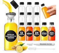 volila Botellitas de Cristal Pequeñas - 12 Mini Botellas de 60 ml - Incluyen Tapones, Pegatinas, Embudos, Rotulador y Cepillo - para Decoración, Favores de boda, y Productos Líquidos