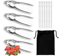 volila Cascador de Almendras y Pinzas para Marisco - Paquete de 4 Abre Almendras y 8 Pinzas para Extraer Fácilmente el Pescado - Producto Multiusos, Ideal para Nueces y Mariscos como Langostas