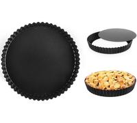 volila Moldes redondos antiadherentes para tarta y quiché en acero inoxidable con fondo suelto desmontable (paquete de 2)