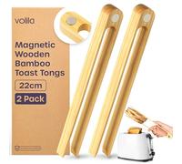 Volila Pinzas de madera, paquete de 2 pinzas magnéticas de bambú para tostadas para cocinar y asar a la parrilla, reutilizables, estéticas, ahorran espacio, antiadherentes, estilo moderno
