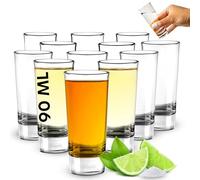 volila Vasos Chupito Altos - Vasos de Chupito de Base Pesada Transparente de 90 ml / 3 oz - Pack de 12 Vasos Chupitos Reutilizables para Vodka, Brandy, Cócteles, Whisky y Tequila