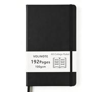 VOLINOTE Lined Journal Notebook, 192 Pages with 100 GSM Thick Paper, A5 Medium 5.7 in x 8.3 in, Hardvover Leather College Ruled Notebook Journals for Women Men Note Taking Office Work Diary, Black