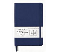 VOLINOTE Lined Journal Notebook, 192 Pages with 100 GSM Thick Paper, A5 Medium 5.7 in x 8.3 in, Hardvover Leather College Ruled Notebook for Women Men School Note Taking Office Work Diary, Navy
