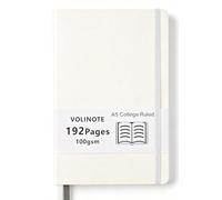 VOLINOTE Lined Journal Notebook, 192 Pages with 100 GSM Thick Paper, A5 Medium 5.7 in x 8.3 in, Hardvover Leather College Ruled Notebook for Women Men School Note Taking Office Work Diary, Beige