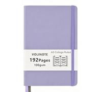 VOLINOTE Lined Journal Notebook, 192 Pages with 100 GSM Thick Paper, A5 Medium 5.7 in x 8.3 in, Hardvover Leather College Ruled Notebook for Women Men School Note Taking Office Work Diary, Lavender