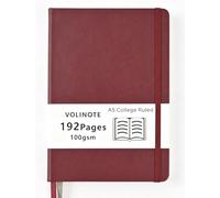 VOLINOTE Lined Journal Notebook, 192 Pages with 100 GSM Thick Paper, A5 Medium 5.7 in x 8.3 in, Hardvover Leather College Ruled Notebook for Women Men School Note Taking Office Work Diary, Bungendy