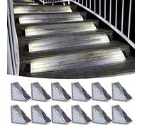 VOLISUN Juego de 12 luces solares para escalera, luces solares para escalones impermeables IP67, luz solar para exterior con 13 LED, iluminación decorativa para escaleras de jardín, patio, puerta