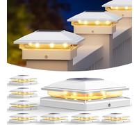 VOLISUN Luz solar para poste al aire libre, valla solar, luces de poste impermeables para postes de madera de 4 x 4/5 x 5/6 x 6, luz blanca para poste de cubierta, luz solar con luz blanca cálida para
