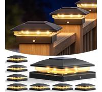 VOLISUN Luz solar para poste al aire libre, valla solar, luces de poste impermeables para postes de madera de 4 x 4/5 x 5/6 x 6, luz negra para poste de cubierta, luz solar con luz blanca cálida para
