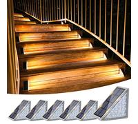 VOLISUN Paquete de 6 luces solares para escalera, luces solares para escalones, impermeables, IP67, luces LED para exteriores, decoración para escalera de jardín, cubierta, escalón delantero, porche