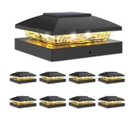 VOLISUN Paquete de 8 luces solares para postes de 4 x 4, valla solar, luces de poste para exteriores, impermeables, para postes de madera/vinilo, luz negra para poste de cubierta, funciona con energía