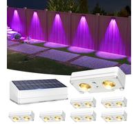 VOLISUN Paquete de 8 luces solares para valla, blanco cálido, blanco frío y color RGB, luces solares LED IP65 impermeables para exteriores, para patio, barandilla, cubierta, valla y pared (blanco)