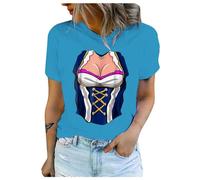 Volksfest T Shirt Kurzarm T Shirts Druck Bluse Tops Oktoberfest Party Shirt Witzig,Damen T-Shirt Für Das Oktoberfest Schatzerl Fun-Shirt Trachtenshirt Bierfest Outfit,Trachten T-Shirt Damen Stretch