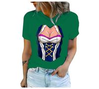 Volksfest T Shirt Kurzarm T Shirts Druck Bluse Tops Oktoberfest Party Shirt Witzig,Damen T-Shirt Für Das Oktoberfest Schatzerl Fun-Shirt Trachtenshirt Bierfest Outfit,Trachten T-Shirt Damen Stretch