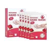 VolksRose 5 pares Guantes de mascarilla hidratante para manos secas y agrietadas, tratamiento reparador nocturno - Mascarillas intensivas para manos con rosa y leche, Cuidado spa para piel áspera