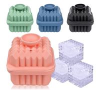 VolksRose Cubiteras para Hielo Silicona 4 Piezas - Cubitera Grande 5cm con Tapa, Diseño Diamante, Reutilizable, Fácil Desmoldeo, para Whisky, Cócteles, Café - Ideal para Casa, Bares y Restaurantes