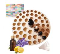 VolksRose Organizador de Aceites Esenciales de Madera de Pino Maciza - Soporte Expositor Redondo de 34,9 cm con 49 Compartimentos para Frascos de 3-4,8 cm,Almacenamiento de Belleza y Aromaterapia
