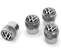 Volkswagen 000071215D - Tapones para válvulas de Goma y latón con Logotipo de Volkswagen, Color Plateado