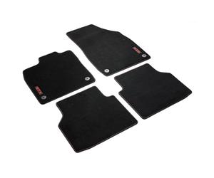Volkswagen Alfombrillas GTX Premium, Velours TFG, Compatible con VW ID.4 2021+ y ID.5 2022+, Juego de 4 Piezas, Negro y Rojo, Delanteras y Traseras, Ajuste Original