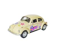 Volkswagen Beetle Beetle Flower Power Hippy VW - Modelo de coche de metal con motor de retirada, 4 variantes 73 (crema/amor)