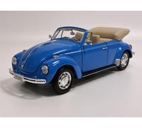MODELO DE COCHE ESTÁTICO WELLY VOLKSWAGEN BEETLE ESCARABAJO CABRIO AZUL ABIER...